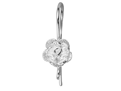Fantasie Draht Haken, Rosenmuster, 925er Silber, Beutel Mit 3 Paaren - Standard Bild - 2