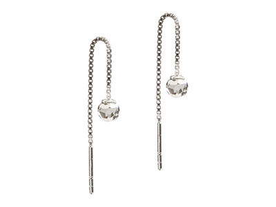 Ohrring Drahtsystem Mit Kette, Silber 925, Pro Paar - Standard Bild - 3
