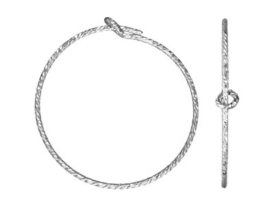 Funkelnde Creole Mit Hakenverschluss, 20 Mm, 925er Silber, Beutel Mit 3 Paaren - Standard Bild - 1