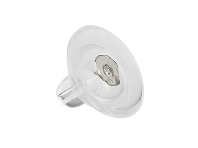 Beweglicher Stopper Für Ohrringe, Scheibenförmig, 2er-pack, Silikon Und Sterlingsilber - Standard Bild - 1
