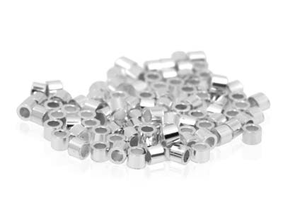 Quetschperle In Röhrchenform 1,3 X 2mm, Silber 925, Packung Zu 12 - Standard Bild - 2