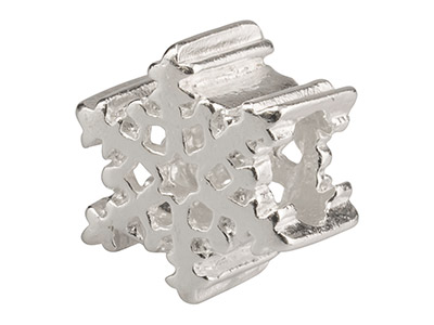 Charm In Kugelform, Schneeflockenform, 925er Silber