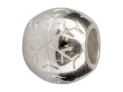 Kugel-charm Mit Graviertem Schneeflockenmotiv, Silber 925