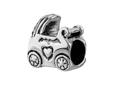 Charm Kugel, Motiv Kinderwagen 10 Mm, Silber 925 - Standard Bild - 2