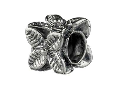 Kugel Charm, Quadratisches Blumenmotiv 8,80mm, 925 Silber - Standard Bild - 2