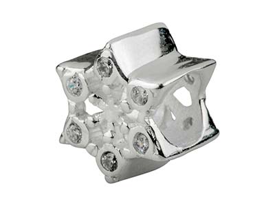 Charm Kugel, Schneeflockenmotiv 10,50 Mm, 925 Silber - Standard Bild - 2