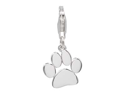 Pfotenabdruck Charm Mit Karabiner, 925er Silber