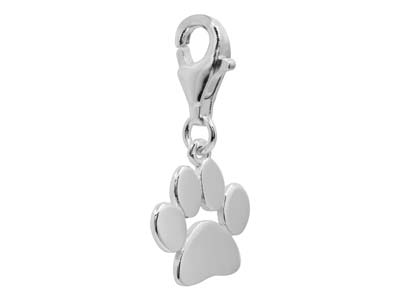 Pfotenabdruck Charm Mit Karabiner, 925er Silber - Standard Bild - 2