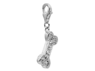 Charm Hundeknochen Mit Zirkonen Undhandschelle, 925er Silber - Standard Bild - 2