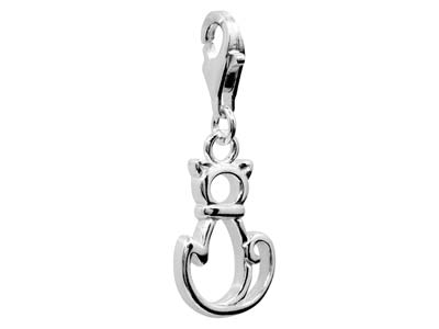 Charm Katze Mit Handschellenverschluss, 925er Silber - Standard Bild - 2