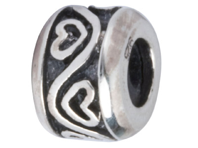 Dekorative Zwischenperle, Herzmotiv, 9,10 Mm, 925 Silber - Standard Bild - 1