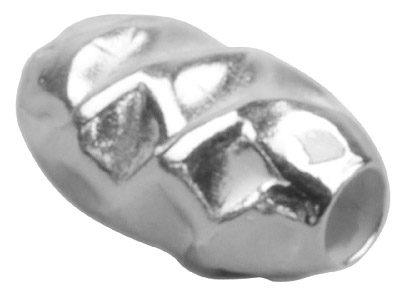 Ovale Perlen Aus Sterlingsilber, Gehämmerte Textur, 2 Löcher, 5 x 8 mm, 10er-pack - Standard Bild - 1