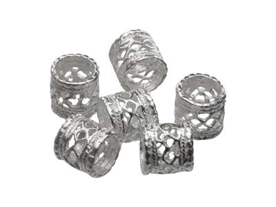 Dekorative Zwischenperle 6,5 X 5 Mm, Silber 925, Packung Zu 6 - Standard Bild - 3