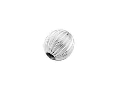 Gewellte, Runde Perlen Aus Sterlingsilber Mit 2 löchern, 8 mm, 5er-pack - Standard Bild - 1