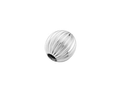 8 MM Kugel Mit 2 Löchern, Geriffelt, Silber 925, Beutel Mit 5 Stück