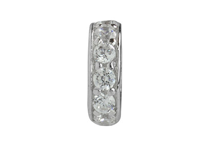6 MM Zwischenperle Für Perlen, 925er Silber Mit Zirkonen - Standard Bild - 3