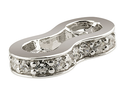 Doppelte Zwischenperle Für Perlen 7x13 Mm, 925er Silber Mit Zirkonen