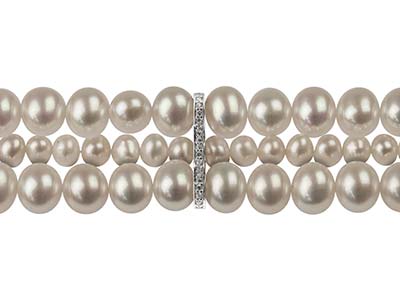 Dreifaches Zwischenteil 6 X 18 MM Für Perlen, 925er Silber Mit Zirkonen - Standard Bild - 4