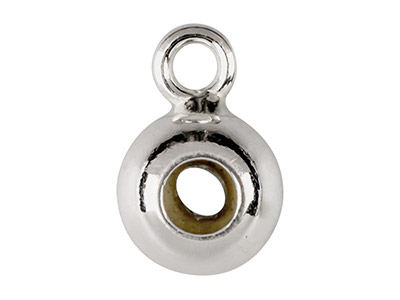 Stopp-kugel 6 MM 2 Löcher Mit Ring,silikonkern, Silber 925 - Standard Bild - 2