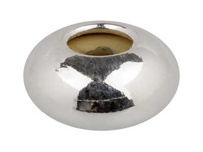 Stopperkugel In Ellipsenform 8 MM 2löcher, Silikonkern, Silber 925