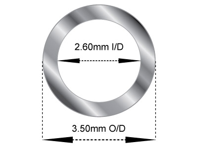 Scharnierrohr 3,50 X 2,60 Mm, Weissgold 18k Pd 13 0,45 mm, 100 % Recyceltes Gold - Standard Bild - 2