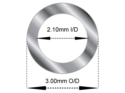 Scharnierrohr 3,00 X 2,10 Mm, Weissgold 18k Pd 13 0,45 mm, 100 % Recyceltes Gold - Standard Bild - 2