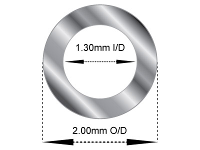 Scharniertube 2,00 X 1,30 Mm, Weissgold 18k Pd 13 0,35 mm, 100 % Recyceltes Gold - Standard Bild - 2