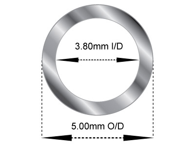 Sterlingsilberrohr, Ref. 1, Außendurchmesser 5,0 mm, Innendurchmesser 3,8 mm, Wandstärke 0,6 mm, 100 % Recyceltes Silber - Standard Bild - 2