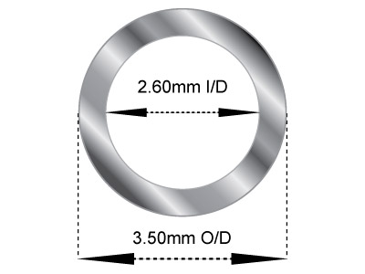 Sterlingsilberrohr, Ref. 4, Außendurchmesser 3,5 mm, Innendurchmesser 2,6 mm, Wandstärke 0,45 mm, 100 % Recyceltes Silber - Standard Bild - 2
