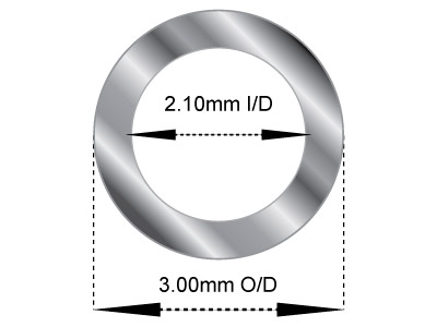 Sterlingsilberrohr, Ref. 5, Außendurchmesser 3,0 mm, Innendurchmesser 2,1 mm, Wandstärke 0,45 mm, 100 % Recyceltes Silber - Standard Bild - 2