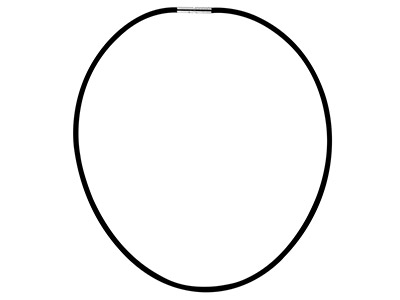 Gummi-halsband, Verschluss Aus Sterlingsilber, 5,5 mm, 45 cm, Schwarz - Standard Bild - 1