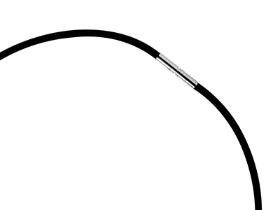 Gummi-halsband, Verschluss Aus Sterlingsilber, 3 mm, 42,5 cm, Schwarz - Standard Bild - 2