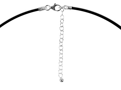 Halskette Aus Kautschuk Schwarz 1,3mm, Für Fantasieperlen, 42 Cm - Standard Bild - 2