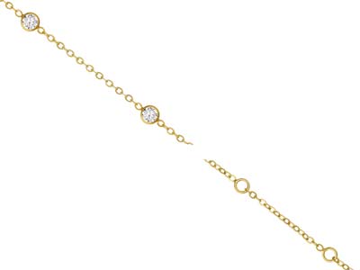 Halskette Aus Ankerkettenglied Und Zirkoniumoxiden, 45 Cm, Goldfüllung - Standard Bild - 2