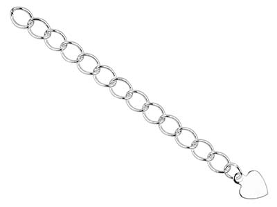 Sil Pltd 4.5mm Fancy Extension Chain Heart Dropper Pk 5