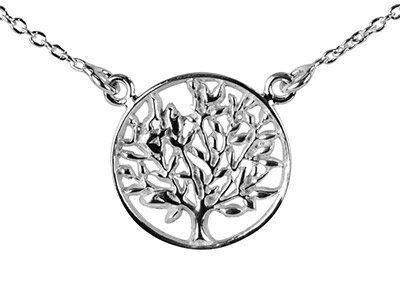 Halskette Mit Lebensbaum-anhänger, 45cm, 925er Silber
