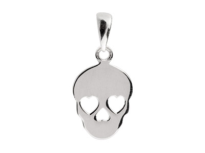 Anhänger, Totenkopf Mit Herzausschnitten, Sterlingsilber