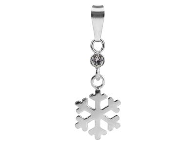 Tropfenanhänger Aus Sterlingsilber Mit Schneeflockenmotiv Und Kubischen Zirkonen