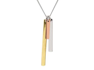 Halskette Mit 3 Plattierten Barren,40 Cm, 925er Silber
