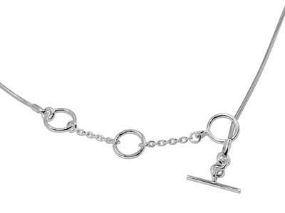 Halskette Aus Schlangengeflecht Mitt-verschluss, 45 Cm Verstellbar, 9 25er Silber - Standard Bild - 2