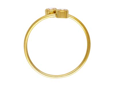 Verstellbarer Ring Mit Zwei Weissen Kubischen Zirkonen, 3 mm, Goldfilled - Standard Bild - 2