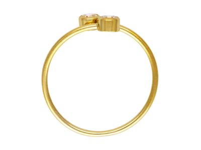 Verstellbarer Ring Mit Zwei Zirkoniumoxiden 3 Mm, Gold Filled - Standard Bild - 2