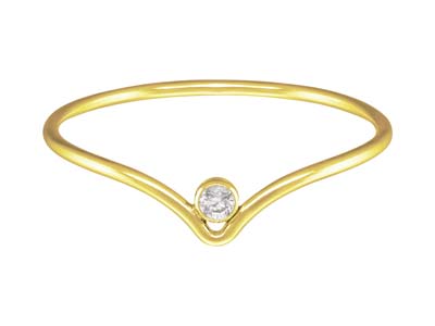 Ring Mit Chevron-muster Und Zirkoniumoxid 2 Mm, Goldfüllung, Gröe M