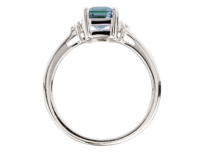 Ring Blautopas 7 X 5 X 6 MM Und Diamant, Silber 925, Ringgröße 56 - Standard Bild - 2