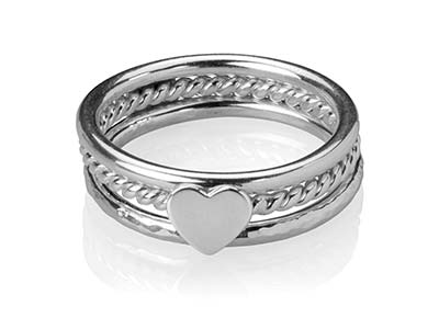 Stapelringe Mit Herz Aus Sterlingsilber