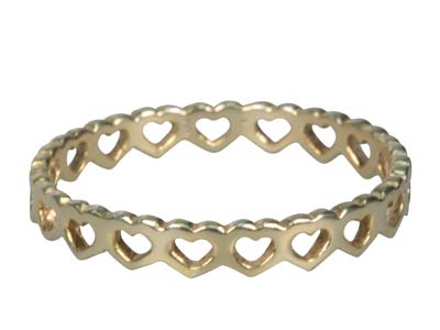 St Sil Heart Outline Full Ring Gold Pltd Size O - Standard Bild - 1