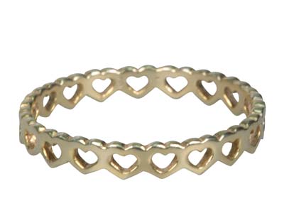 Ring Mit Herzmotiven, Silber 925 Vergoldet, Finger 54/55 - Standard Bild - 1