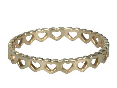 St Sil Heart Outline Full Ring Gold Pltd Size O