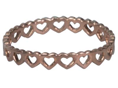 St Sil Heart Outline Full Ring Rose Gold Pltd Size O