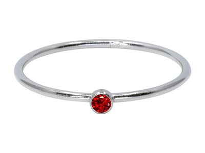 St Sil January Birthstone Stacking Ring 2mm Garnet Cz - Standard Bild - 1